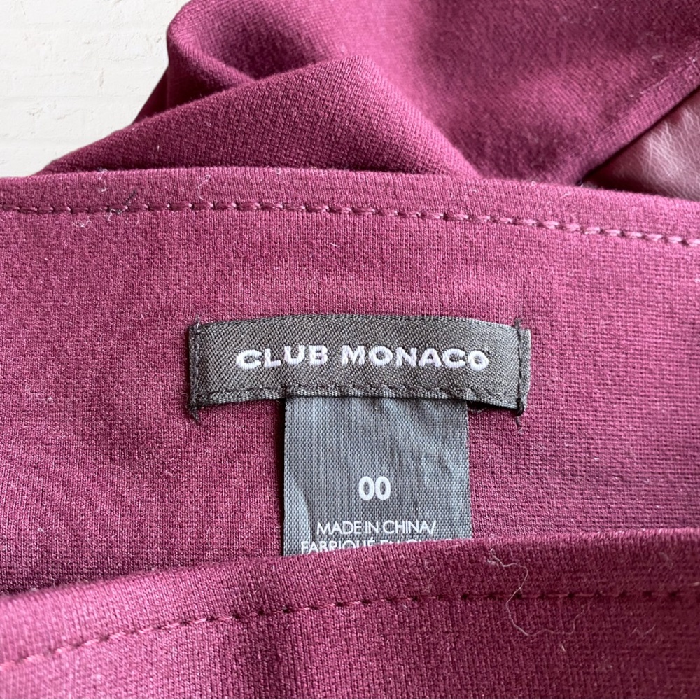 Club Monaco Burgundy Tasha Faux Leather Front Knit Back Skinny Leggings Size 00 - Picture 9 of 10